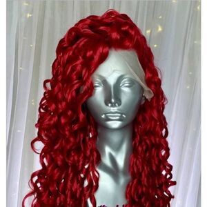 NWOT Red Curly Lace Fromt Wig, unworn